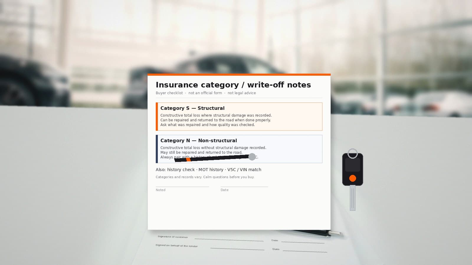 Write-off categories on a used car in Barnsley: Cat S, Cat N and what to ask