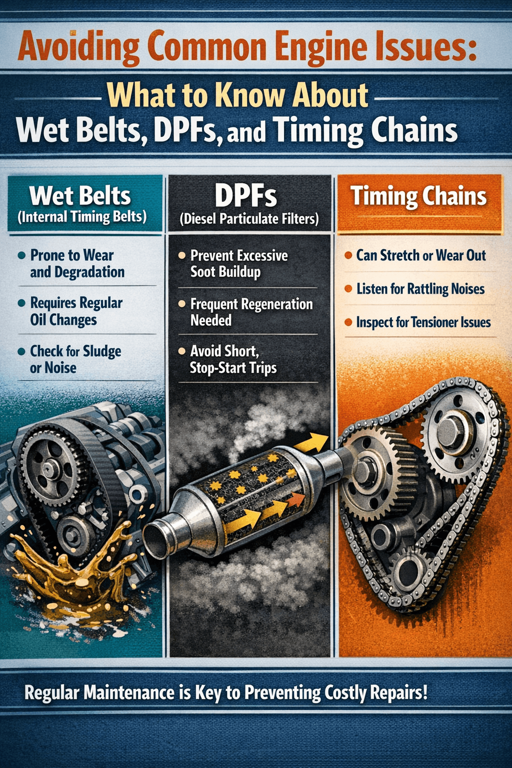 Avoiding Common Engine Issues: What to Know About Wet Belts, DPFs, and Timing Chains